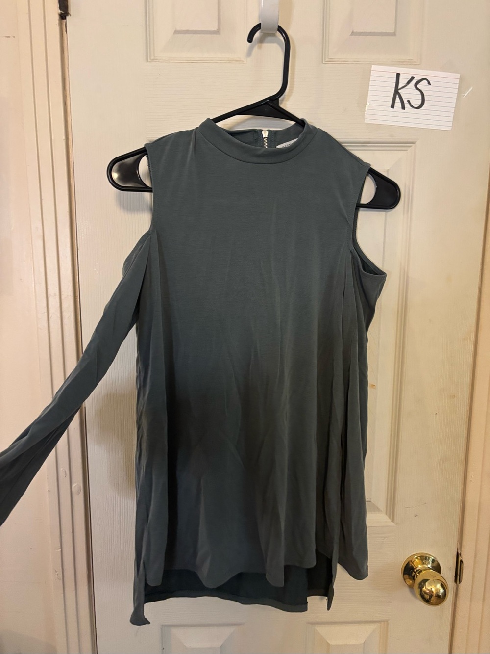 Green Envelope Slate Green Cold-Shoulder Tunic